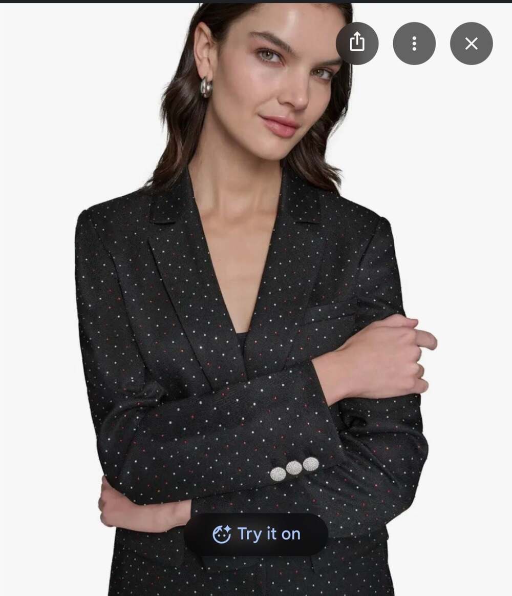 Karl Lagerfeld Paris Rhinestone Embellished Blazer Size 8 - Picture 12 of 13